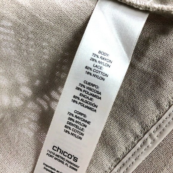 Chicos Beige Lace Contrast Waterfall Cardigan Vest - Picture 5 of 5